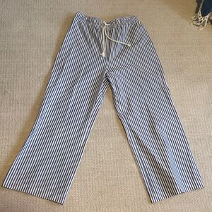 perfectwhitetee Navy and White Vertical Stripe Wide Leg Pants